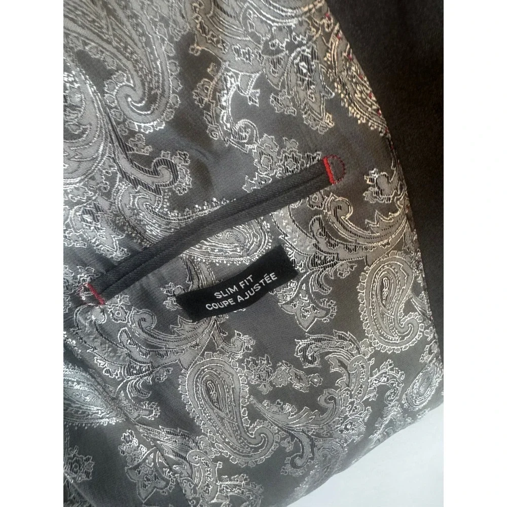 Sondergaard Copenhagen Mens Slim Fit Blazer Charcoal Gray Paisley Lining 42S